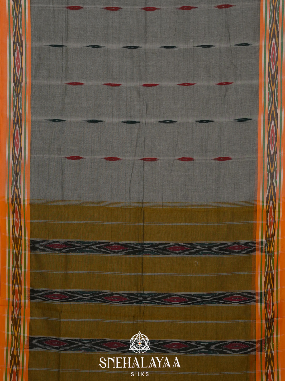 Grey Ikkat Cotton Saree