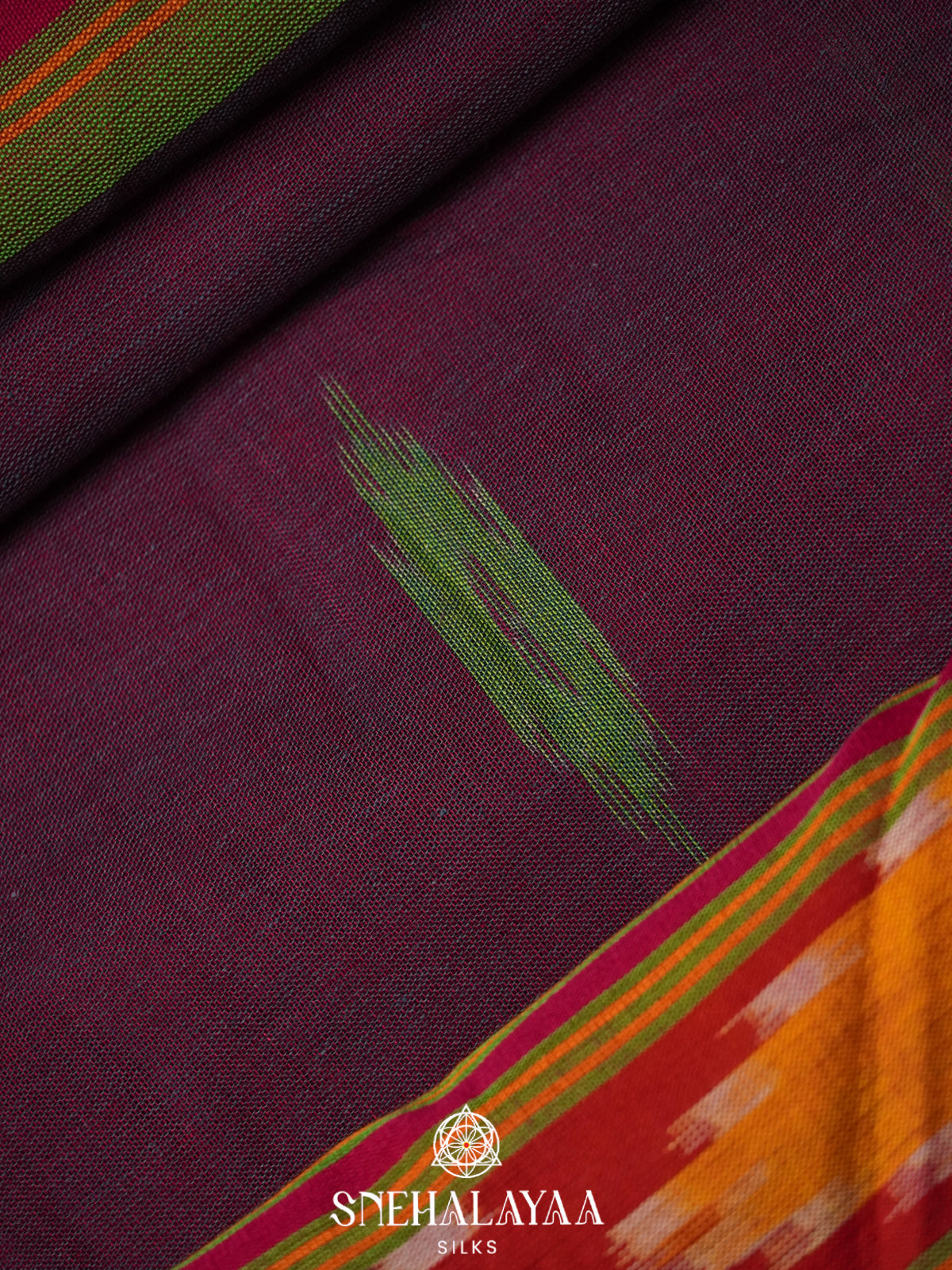 Wine Ikkat Cotton Saree
