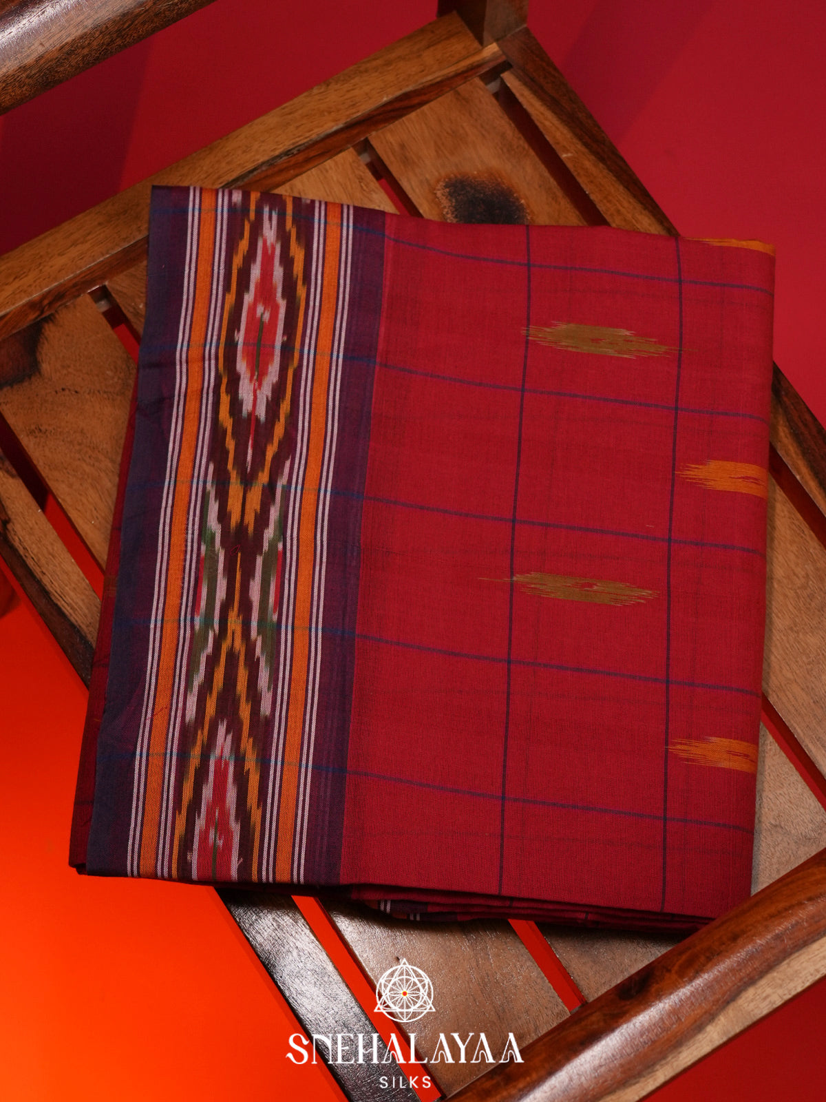 Red Ikkat Cotton Saree