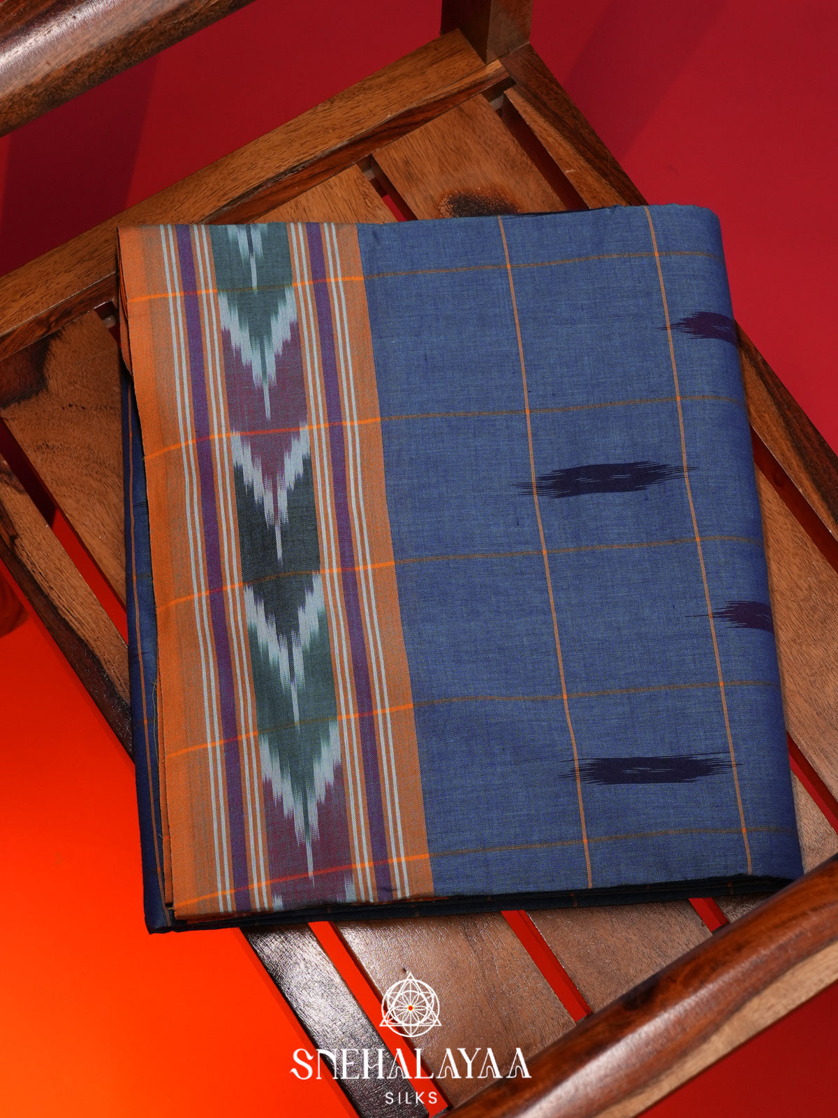 Blue Ikkat Cotton Saree