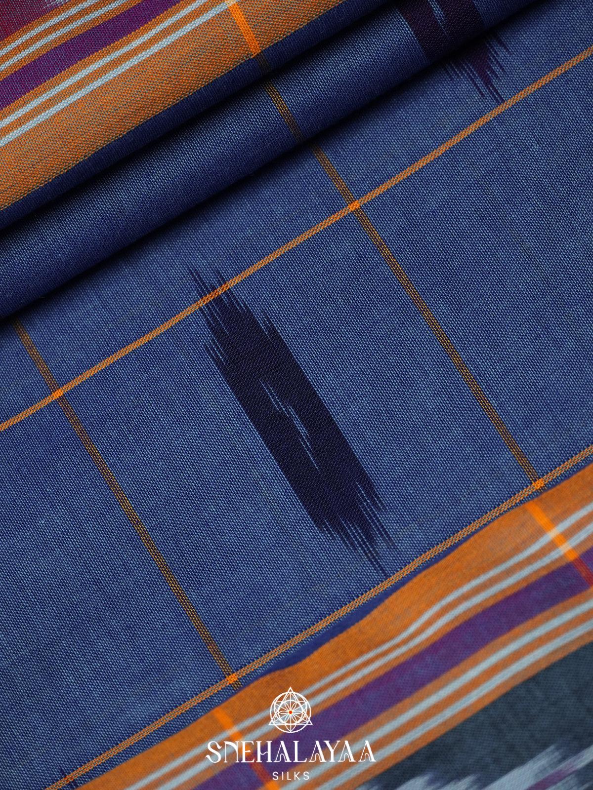 Blue Ikkat Cotton Saree
