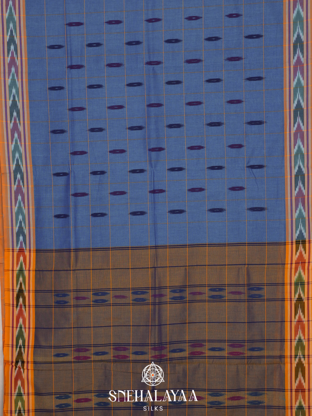 Blue Ikkat Cotton Saree