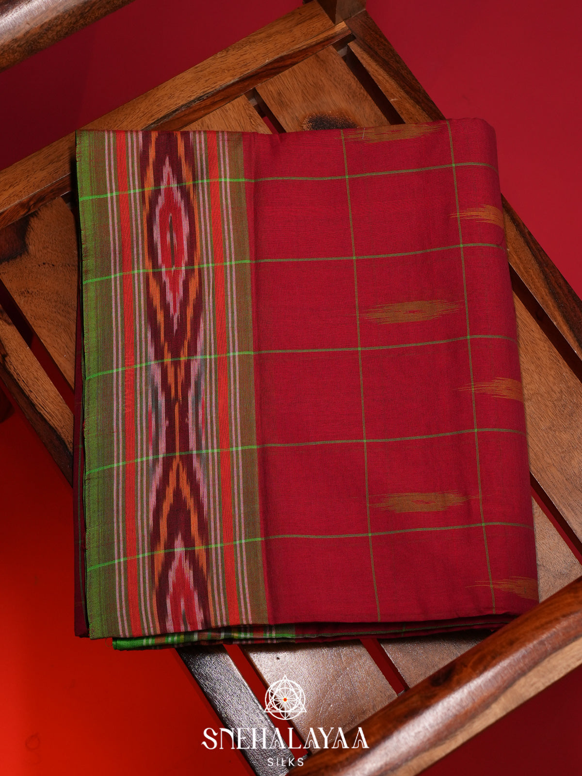 Red Ikkat Cotton Saree