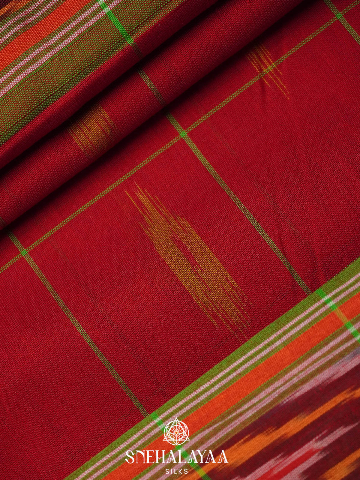 Red Ikkat Cotton Saree