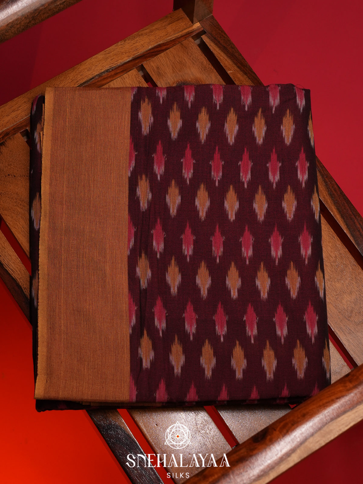 Maroon Ikkat Cotton Saree