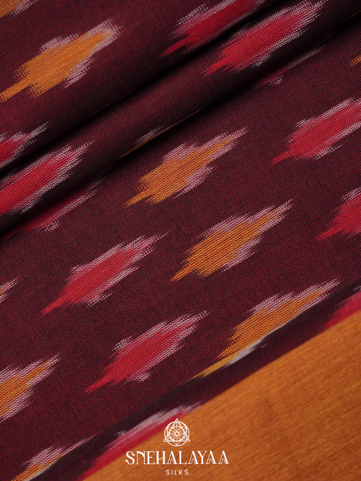 Maroon Ikkat Cotton Saree