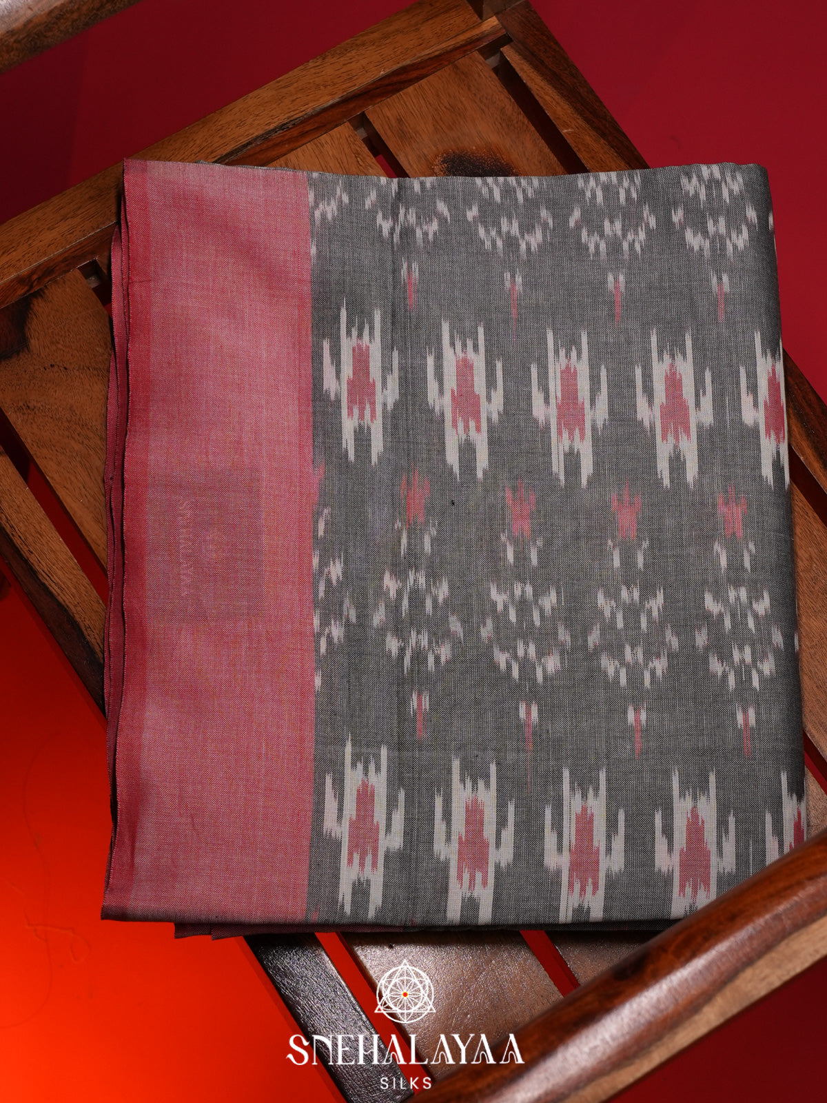 Grey Ikkat Cotton Saree