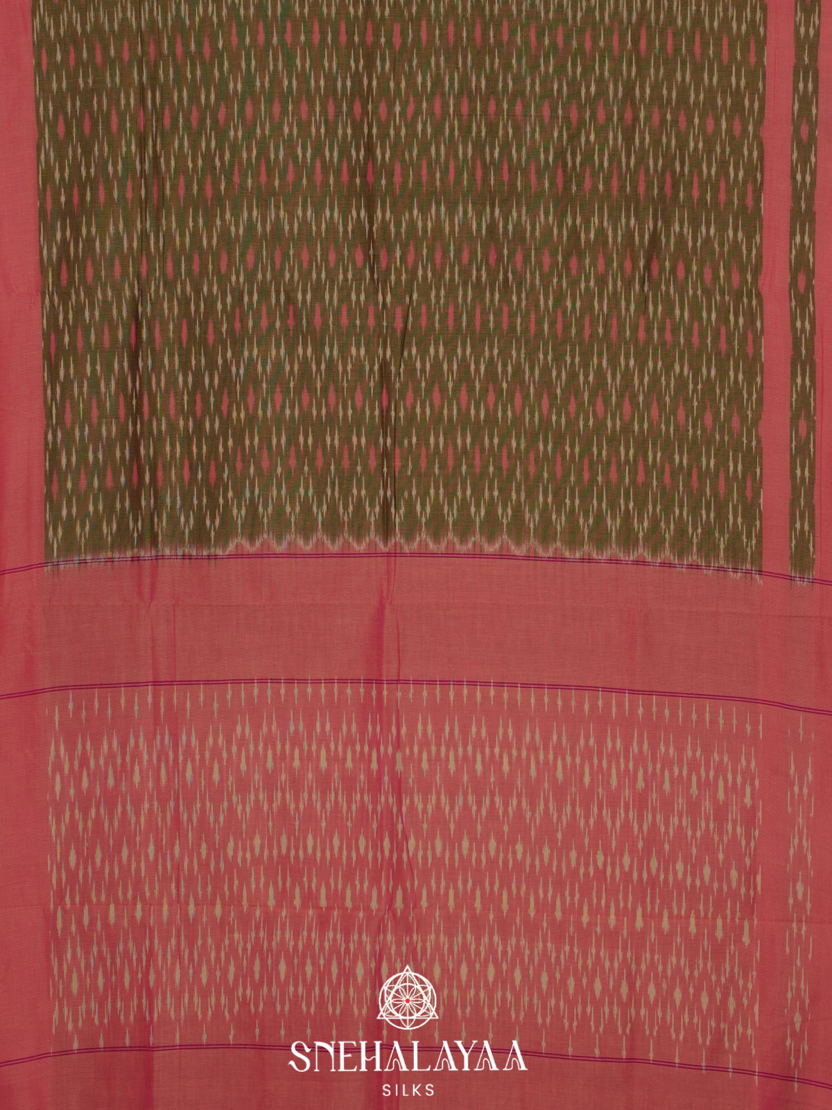 Moss Green Ikkat Cotton Saree