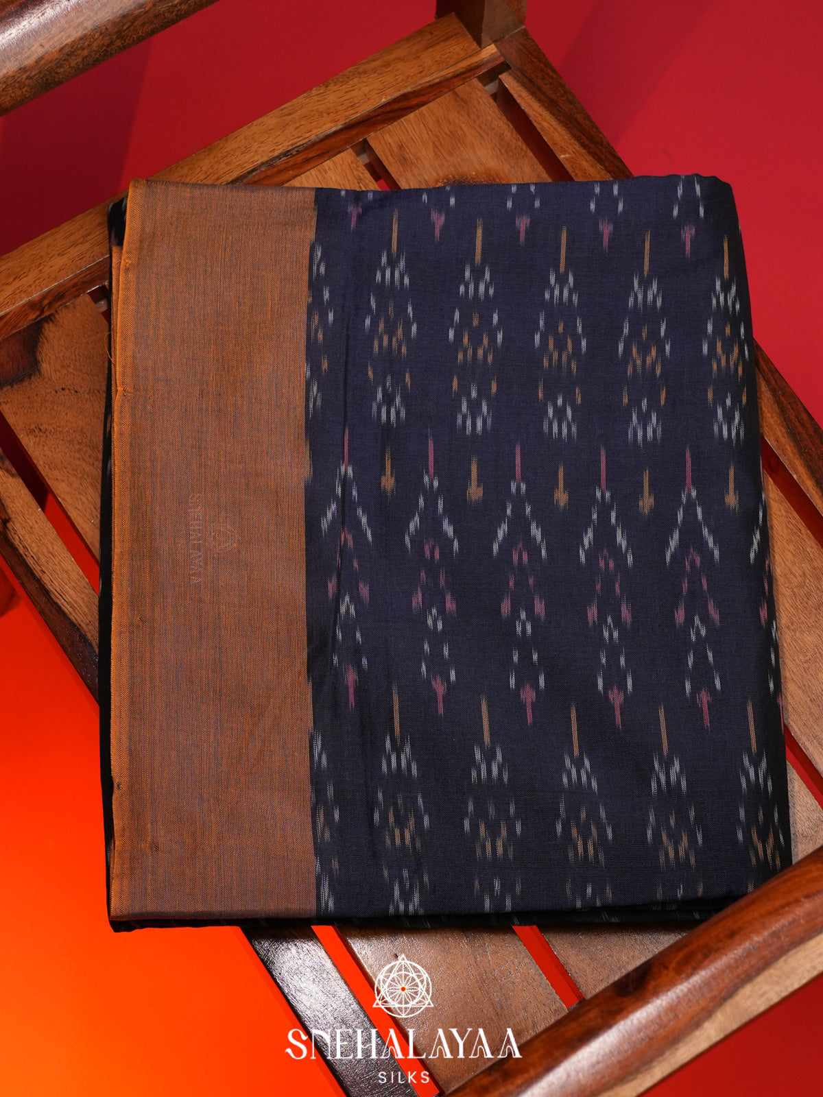 Ink Blue Ikkat Cotton Saree