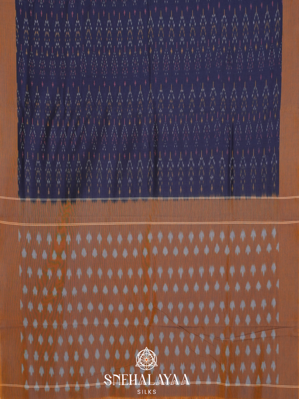 Ink Blue Ikkat Cotton Saree