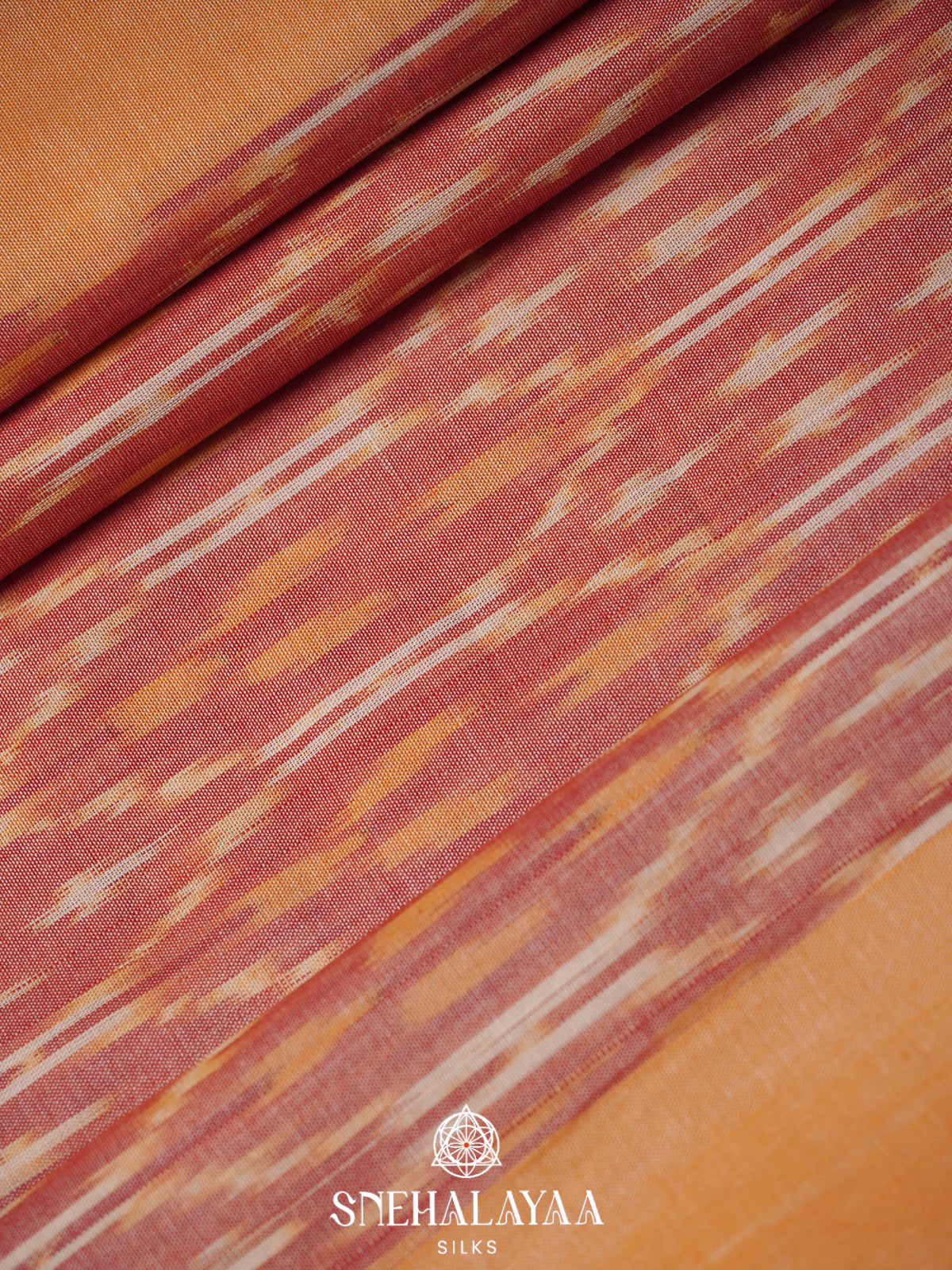 Pale Peach Ikkat Cotton Saree