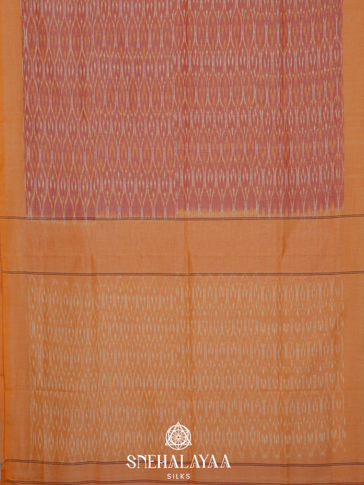 Pale Peach Ikkat Cotton Saree