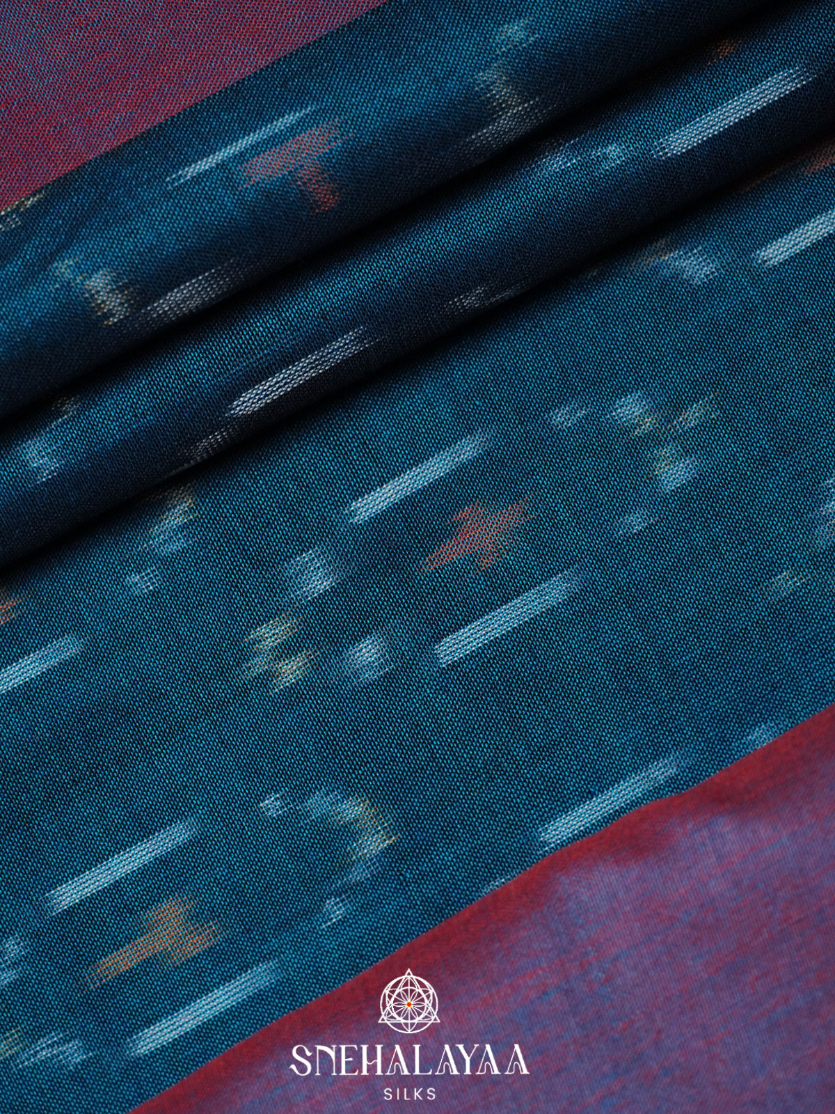 Peacock Blue Ikkat Cotton Saree