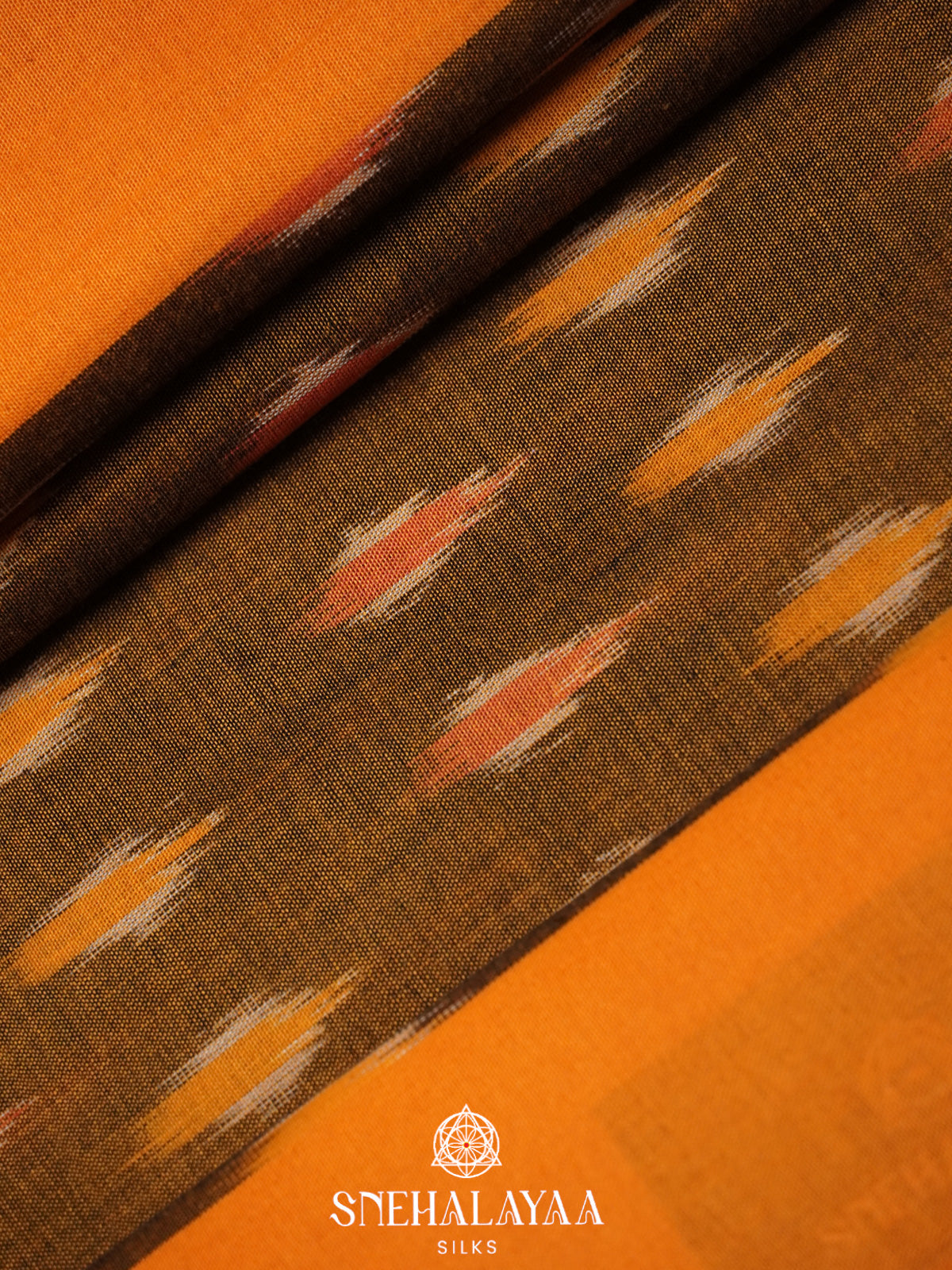 Mustard Ikkat Cotton Saree