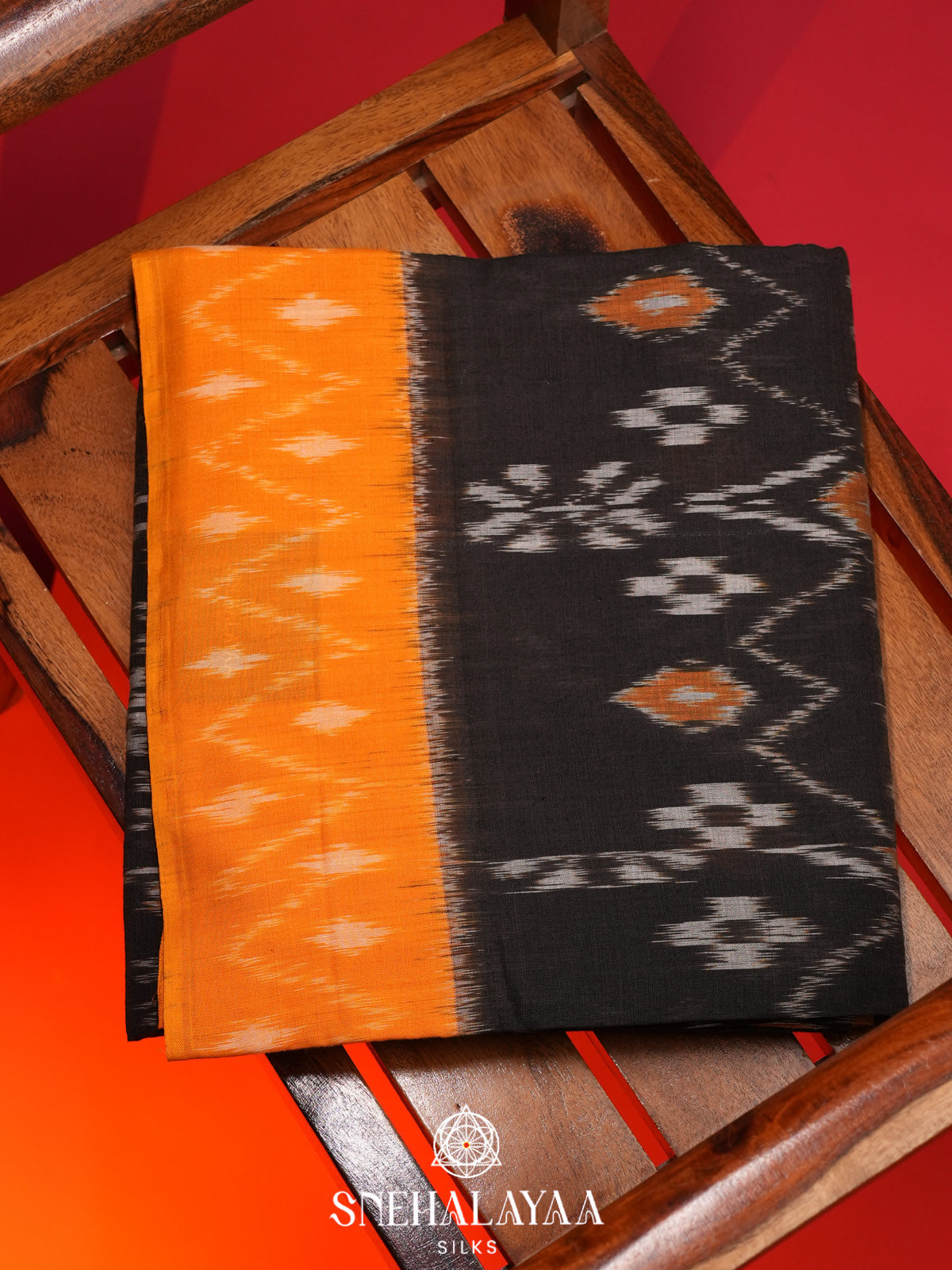Black Ikkat Cotton Saree