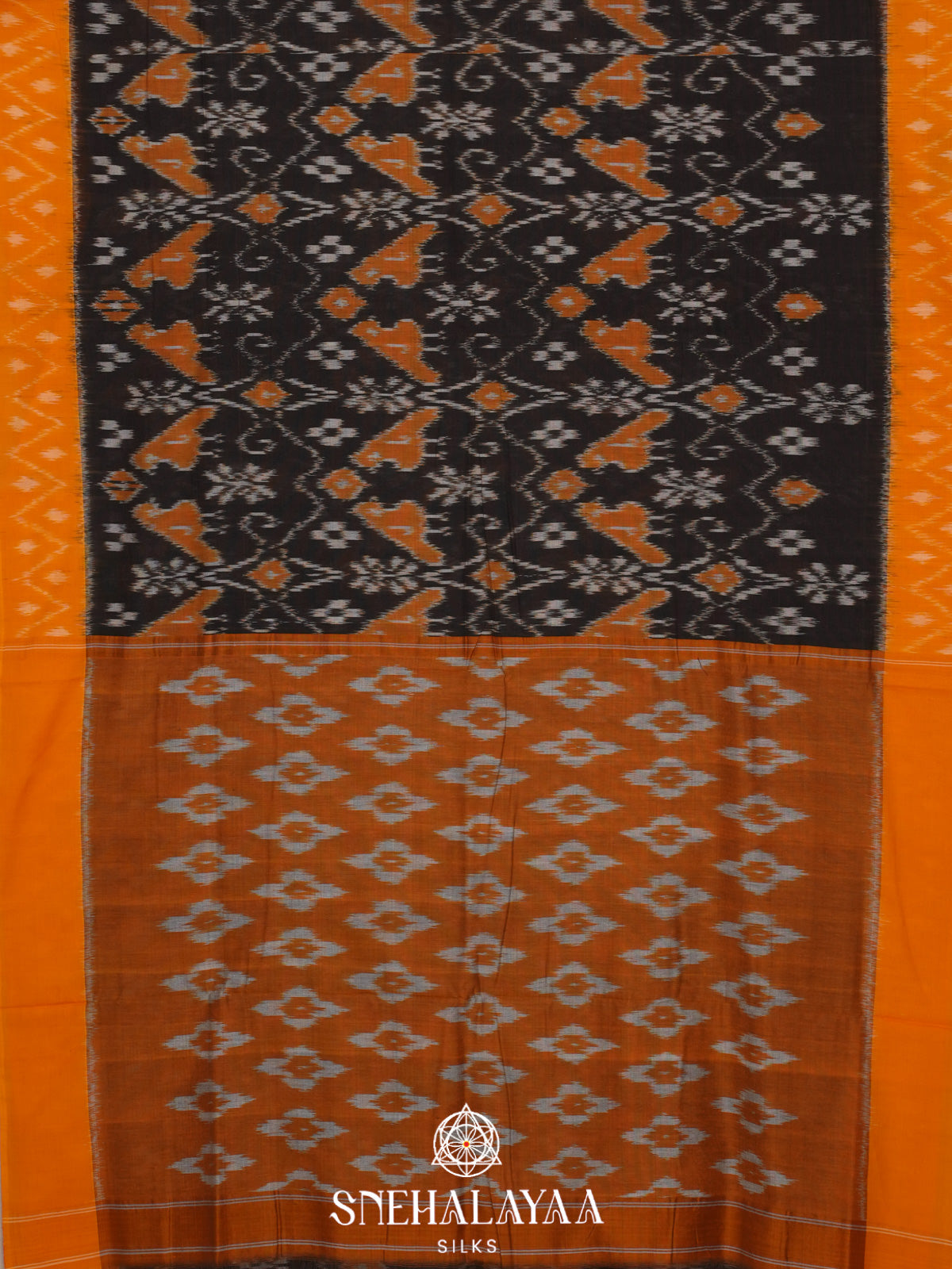 Black Ikkat Cotton Saree