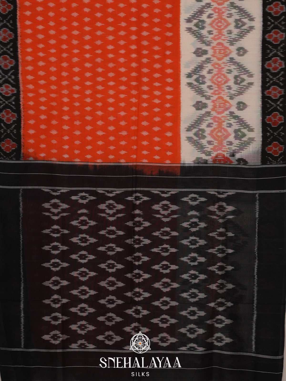 Off White Ikkat Cotton Saree