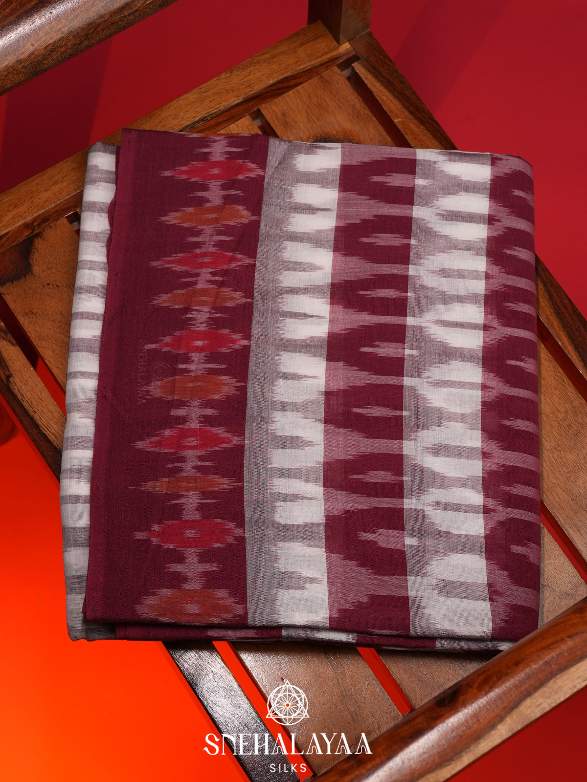 Off White Ikkat Cotton Saree