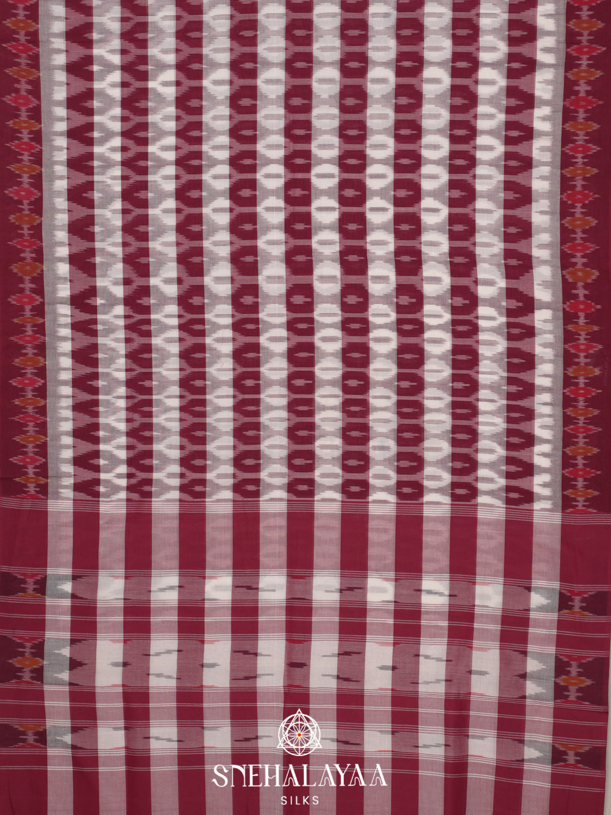 Off White Ikkat Cotton Saree