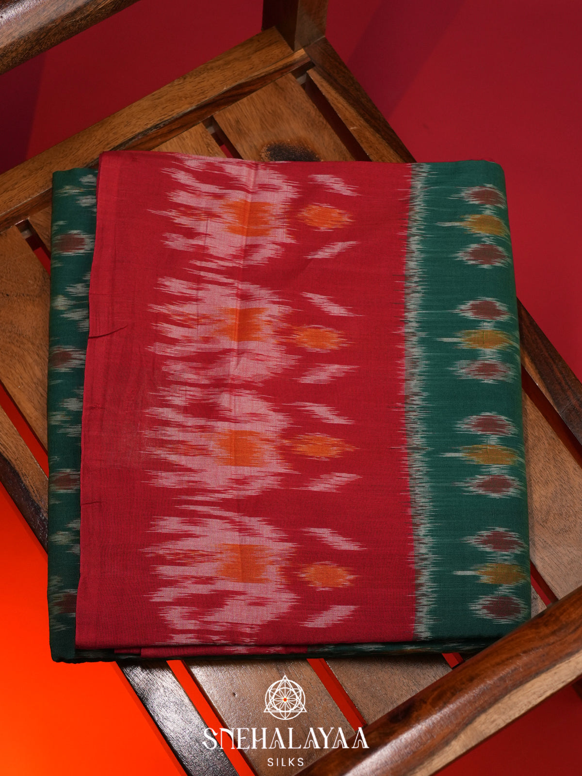 Forest Green Ikkat Cotton Saree