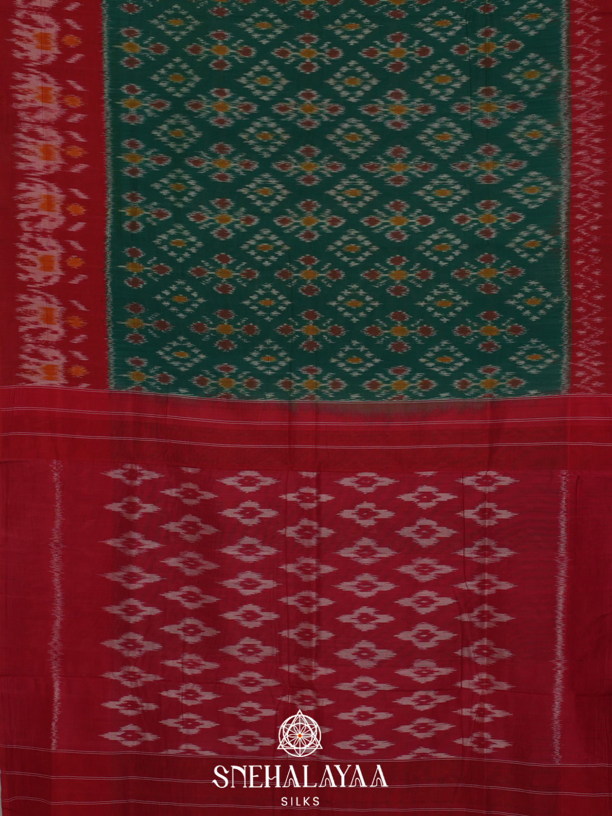 Forest Green Ikkat Cotton Saree