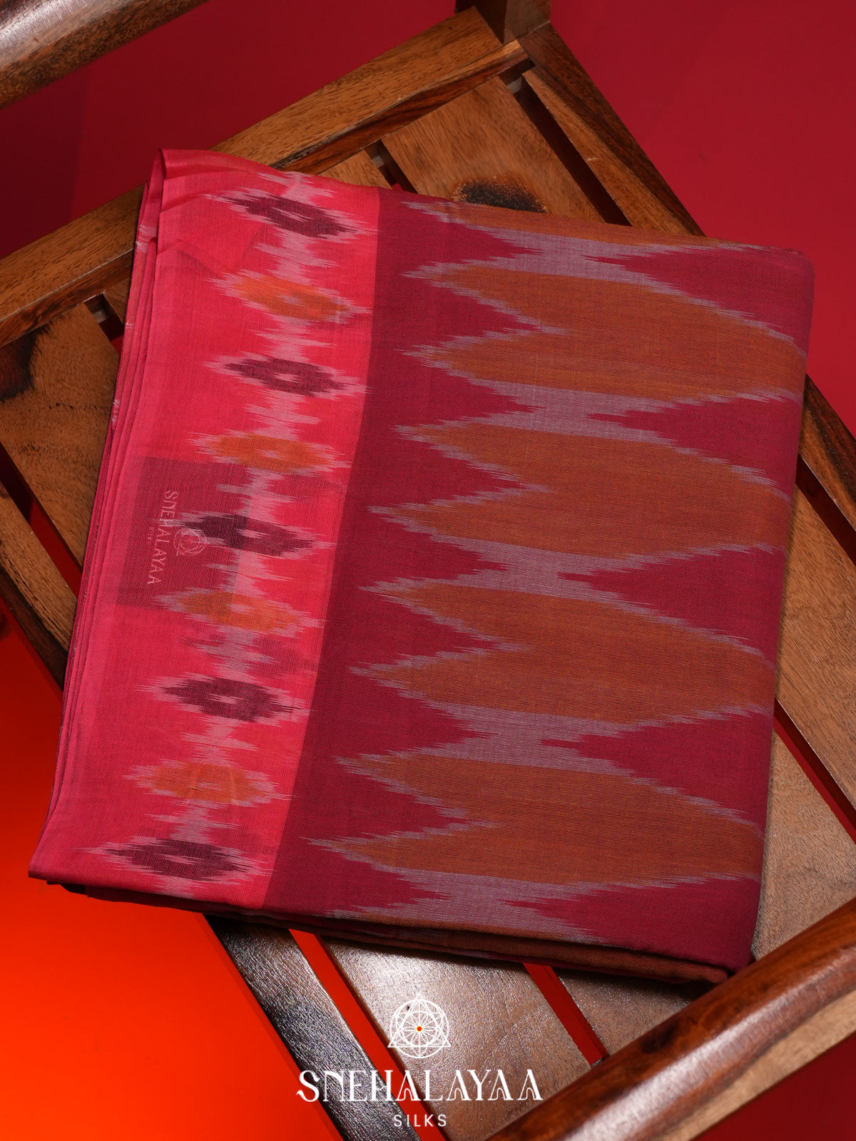 Maroon Ikkat Cotton Saree