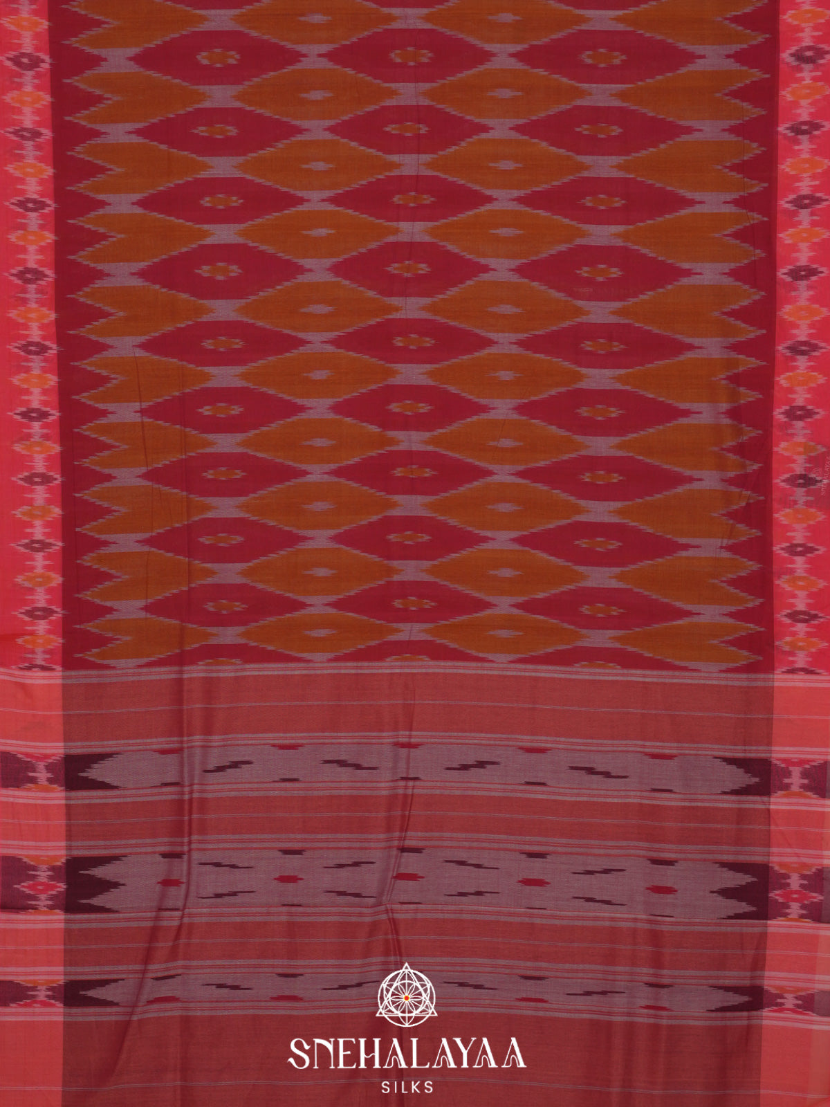 Maroon Ikkat Cotton Saree