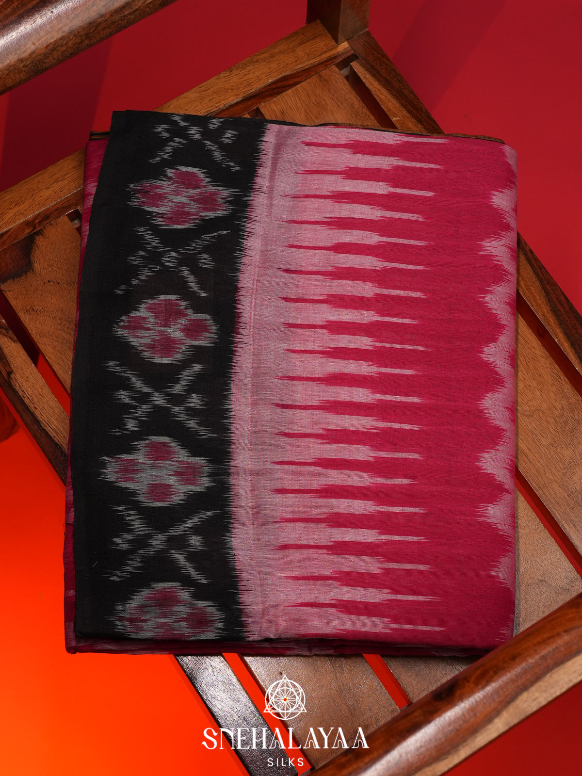 Ruby Red Ikkat Cotton Saree