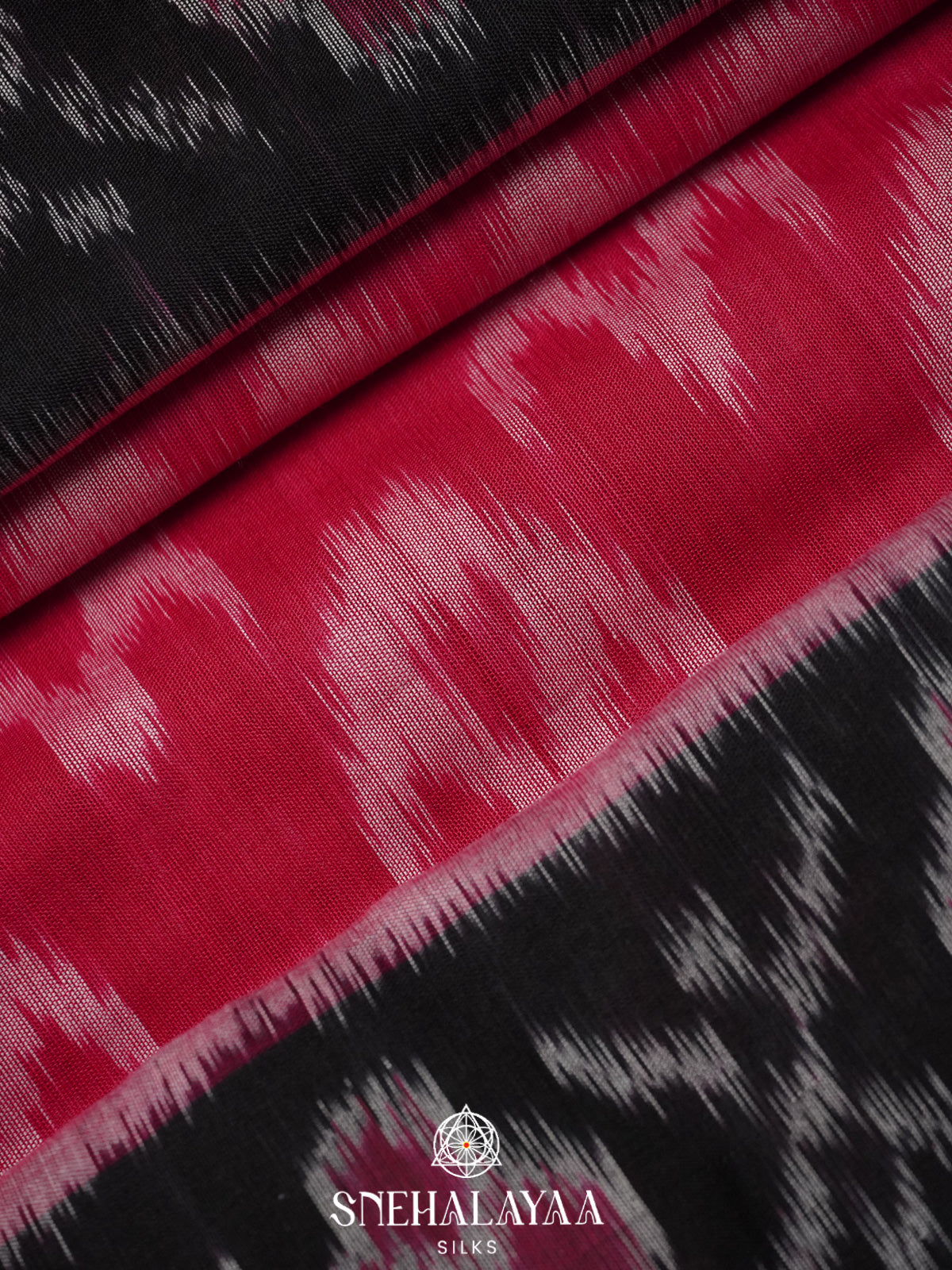 Ruby Red Ikkat Cotton Saree
