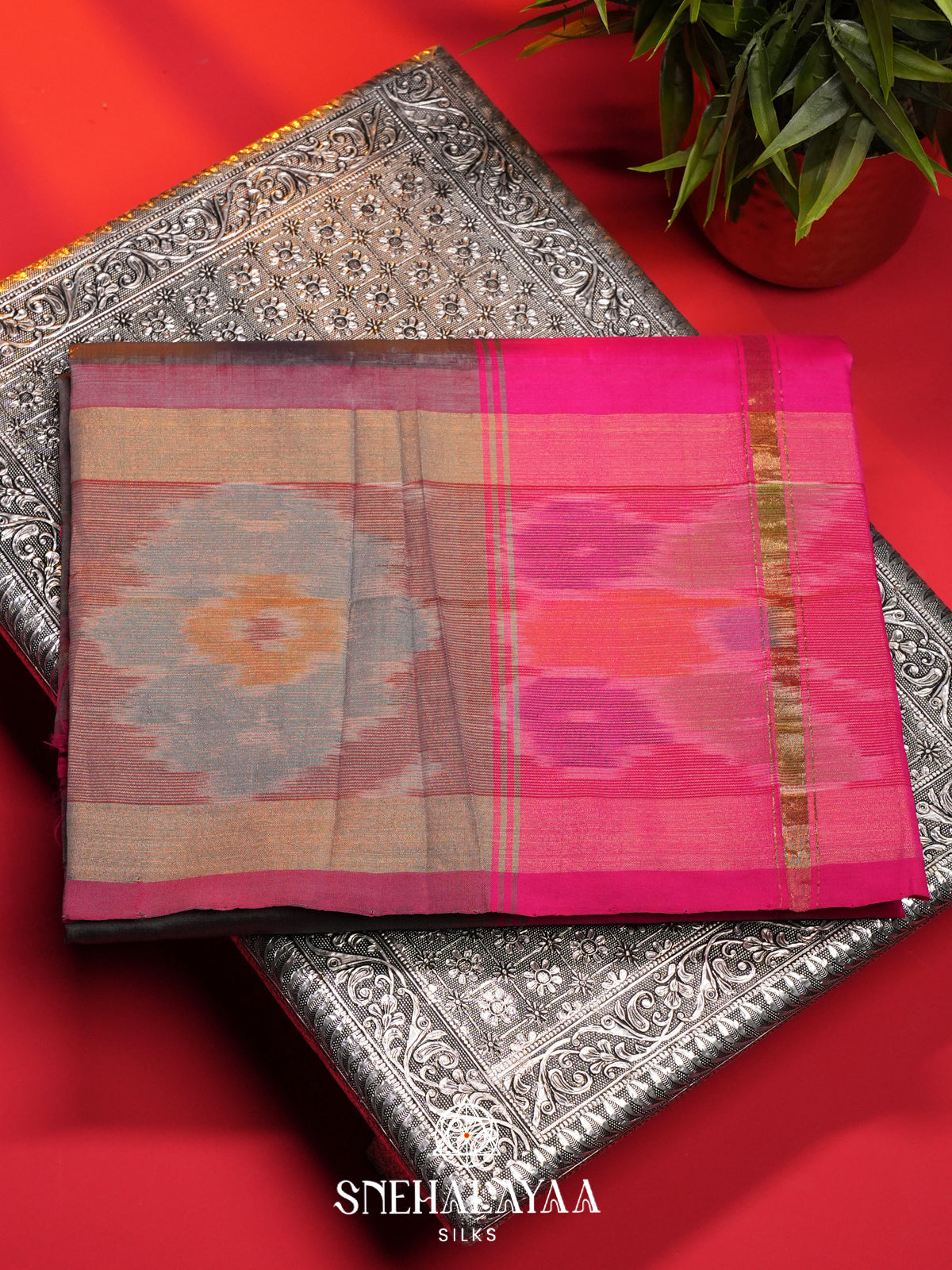 Grey Silk Cotton Saree