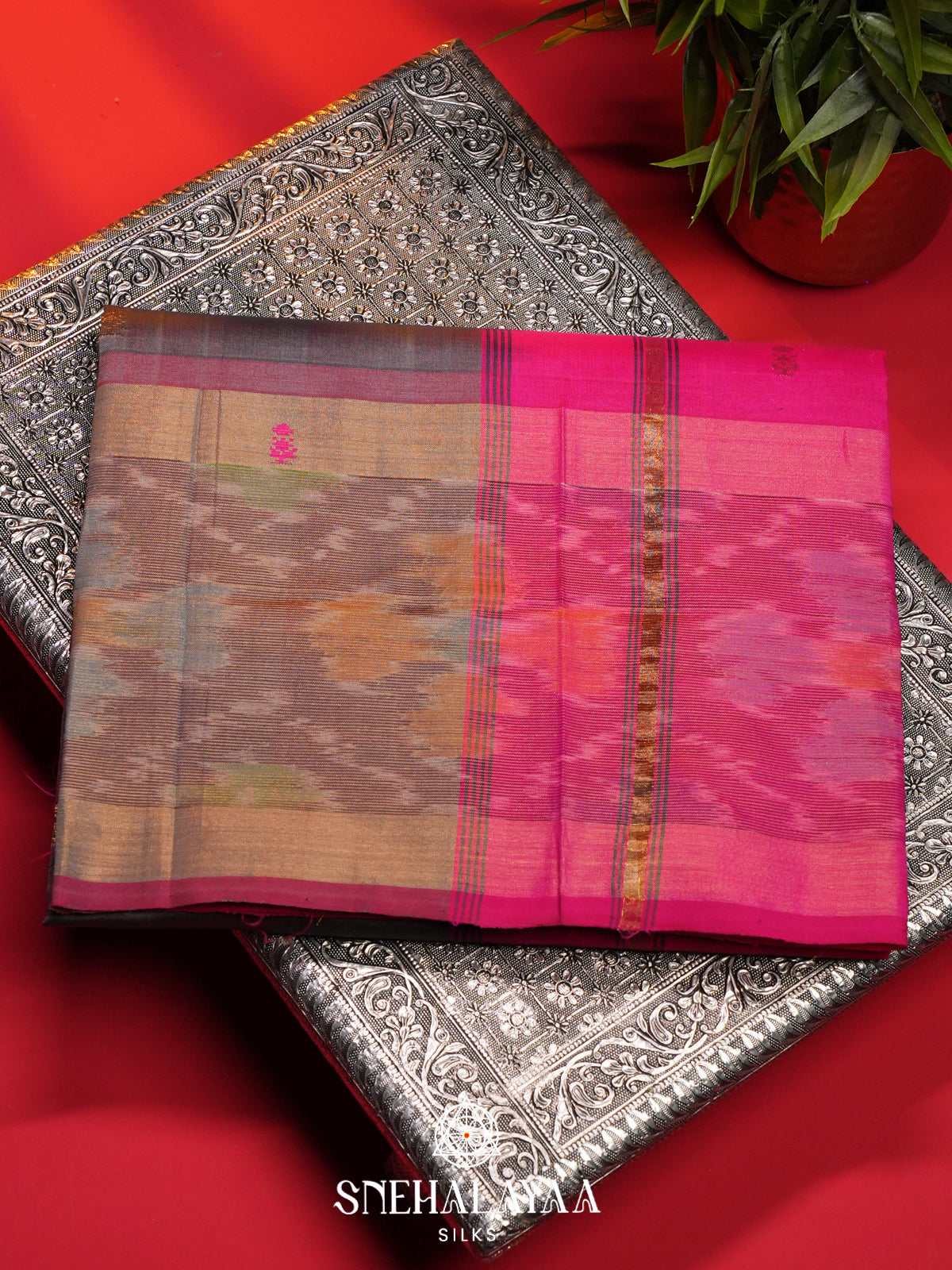 Grey Silk Cotton Saree