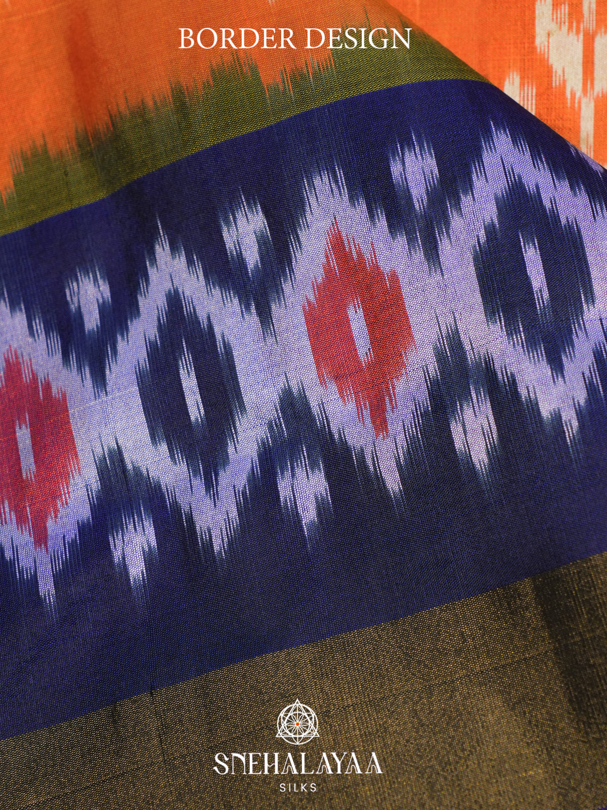 Orange Pochampally Ikat Silk Saree