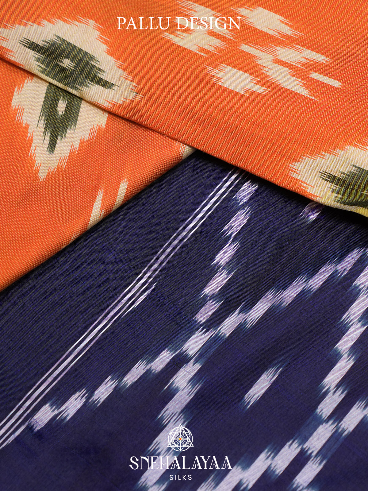 Orange Pochampally Ikat Silk Saree