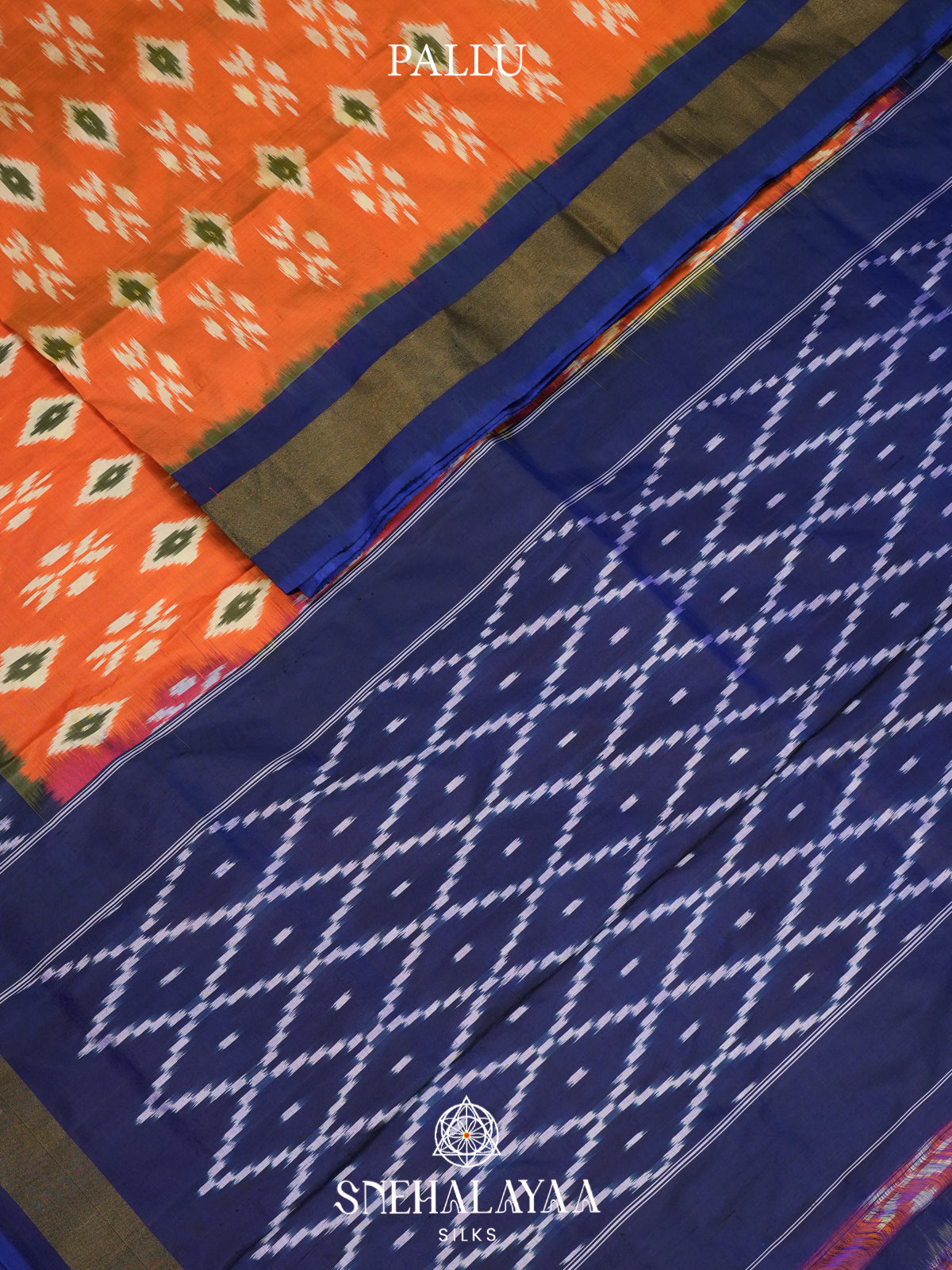 Orange Pochampally Ikat Silk Saree