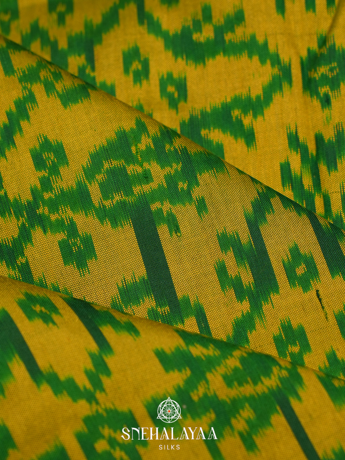 Lime Green Pochampally Ikat Silk Saree