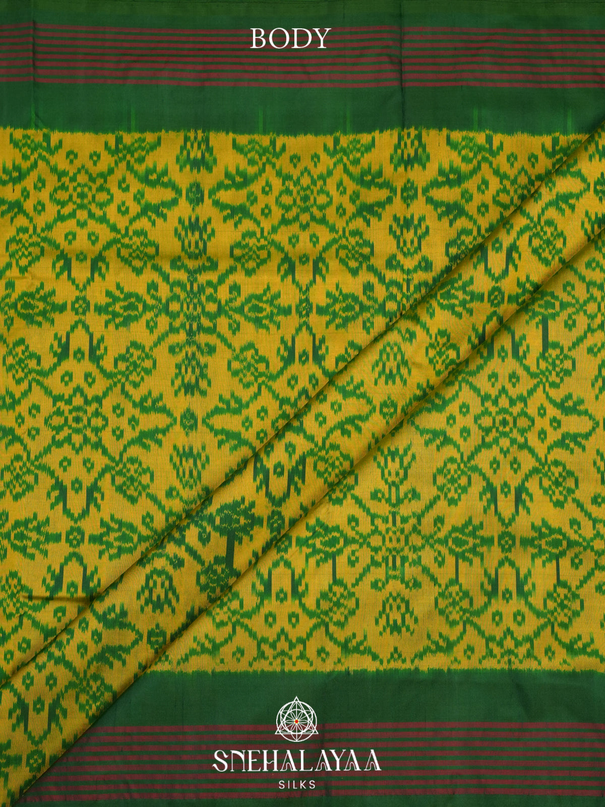 Lime Green Pochampally Ikat Silk Saree