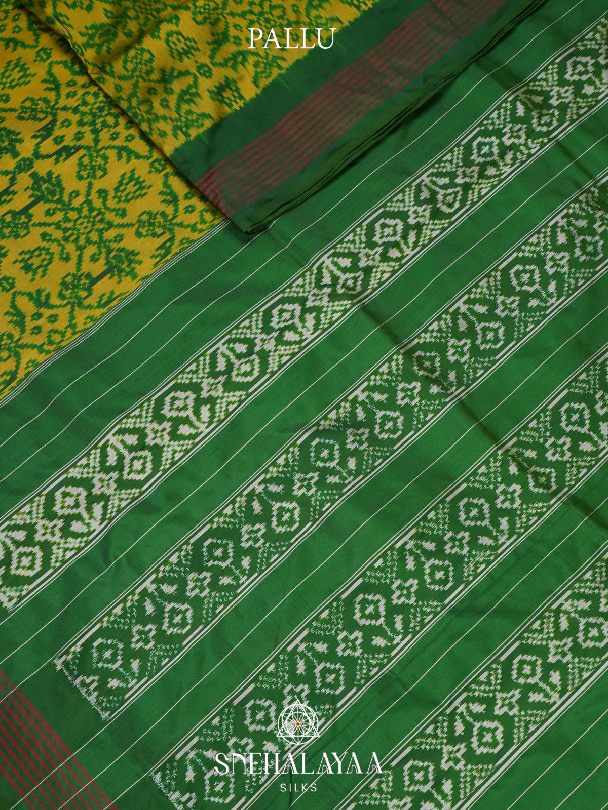 Lime Green Pochampally Ikat Silk Saree
