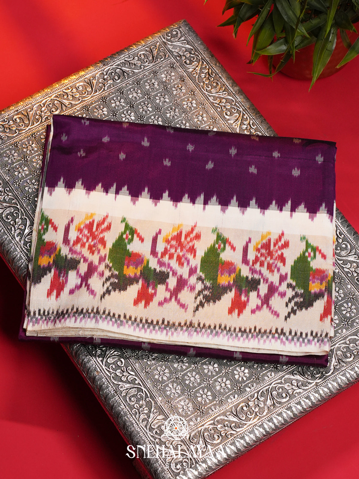 Purple Pochampally Ikat Silk Saree