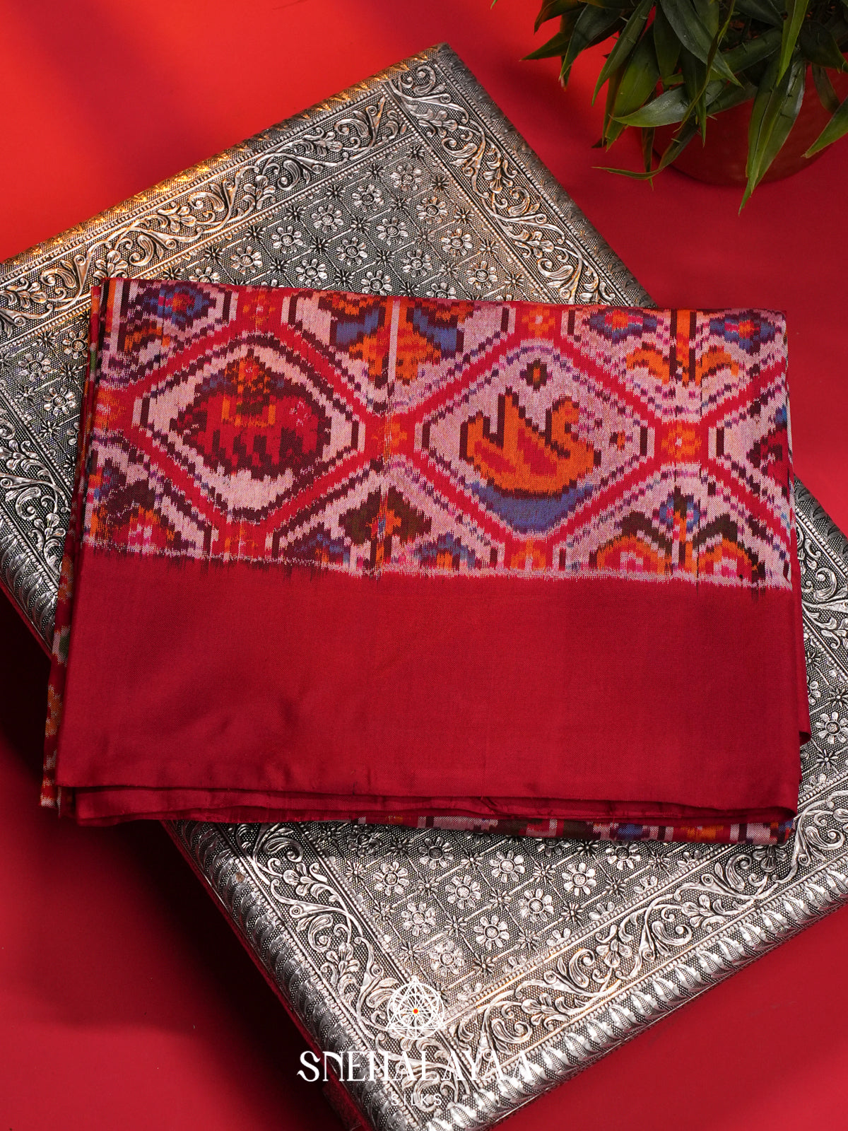 Peach Pochampally Ikat Silk Saree