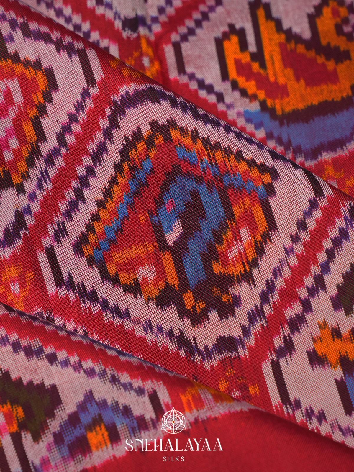 Peach Pochampally Ikat Silk Saree