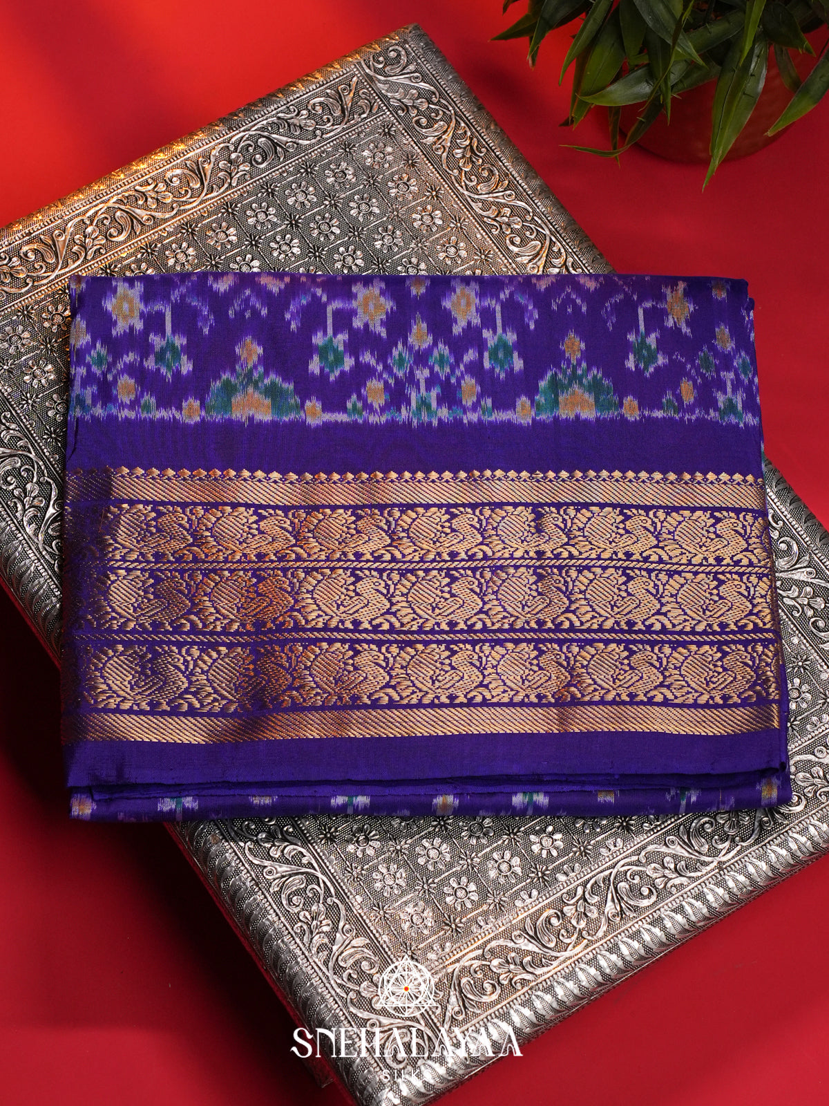 Royal Blue Pochampally Ikat Silk Saree