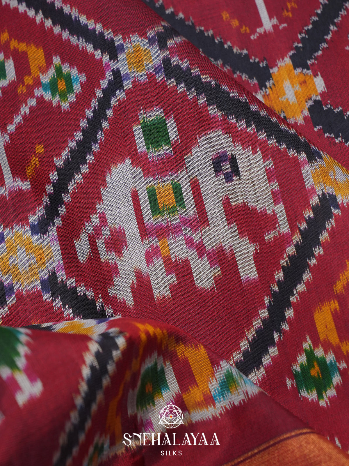 Maroon Pochampally Ikat Silk Saree