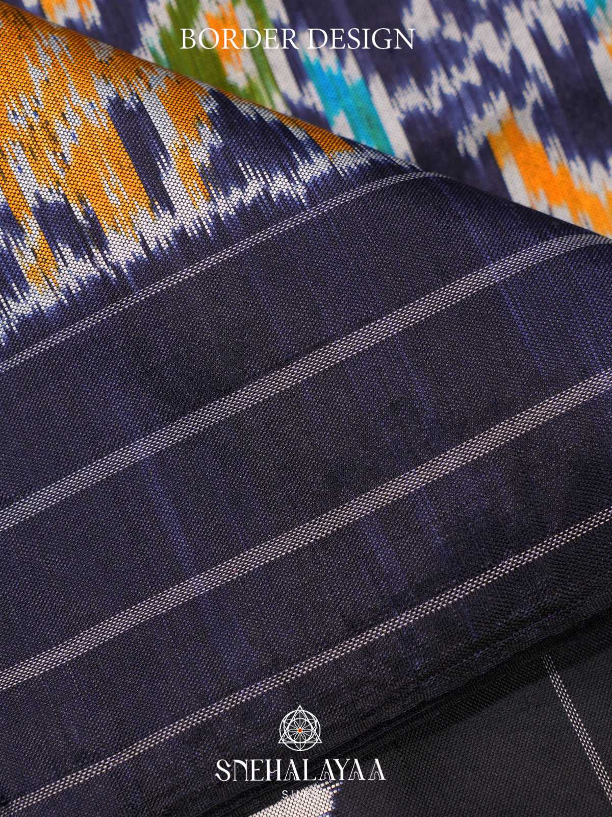 Navy Blue Pochampally Ikat Silk Saree