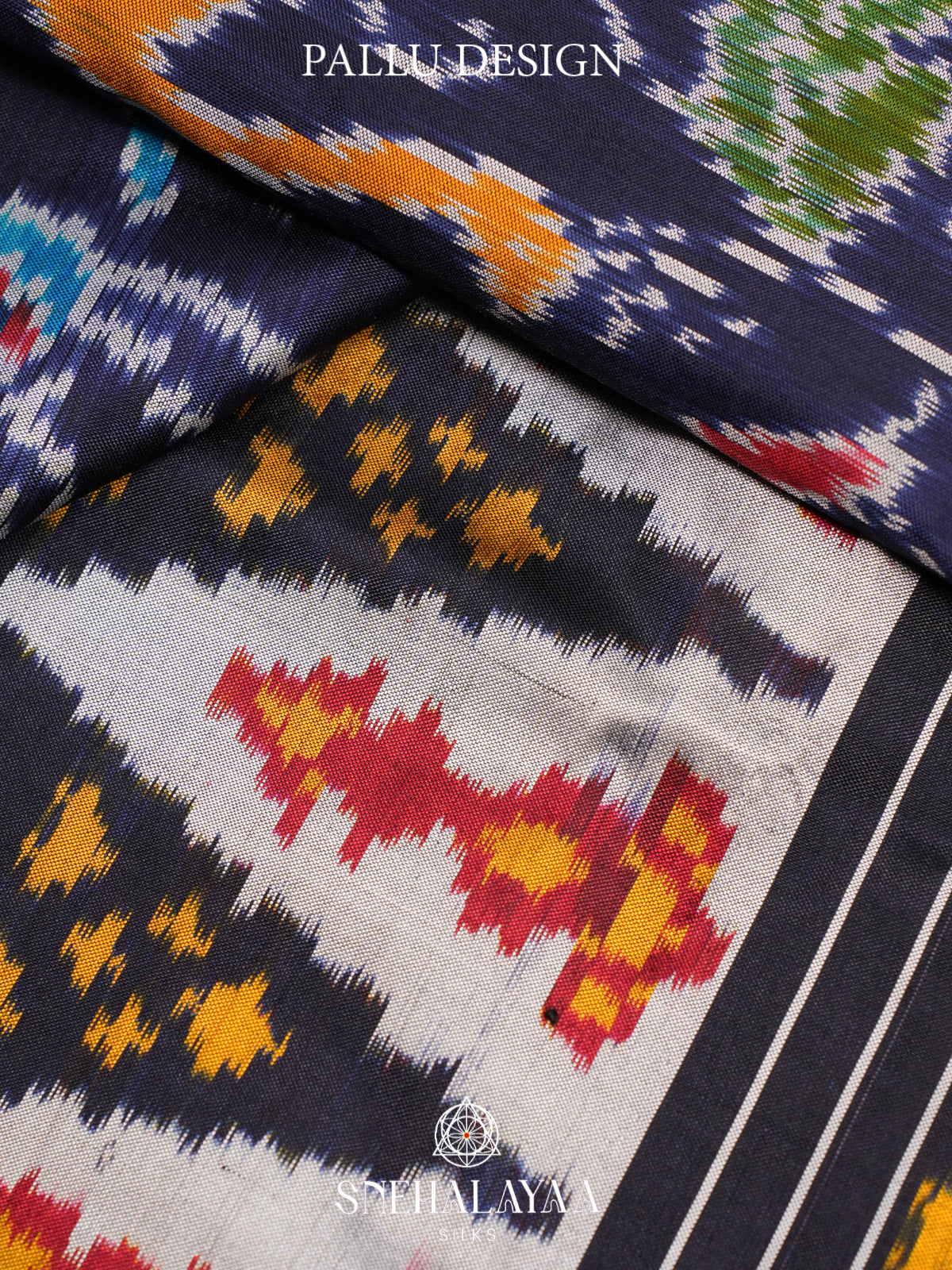 Navy Blue Pochampally Ikat Silk Saree