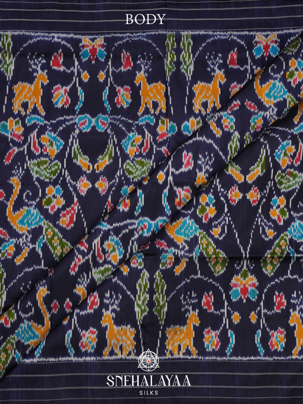 Navy Blue Pochampally Ikat Silk Saree
