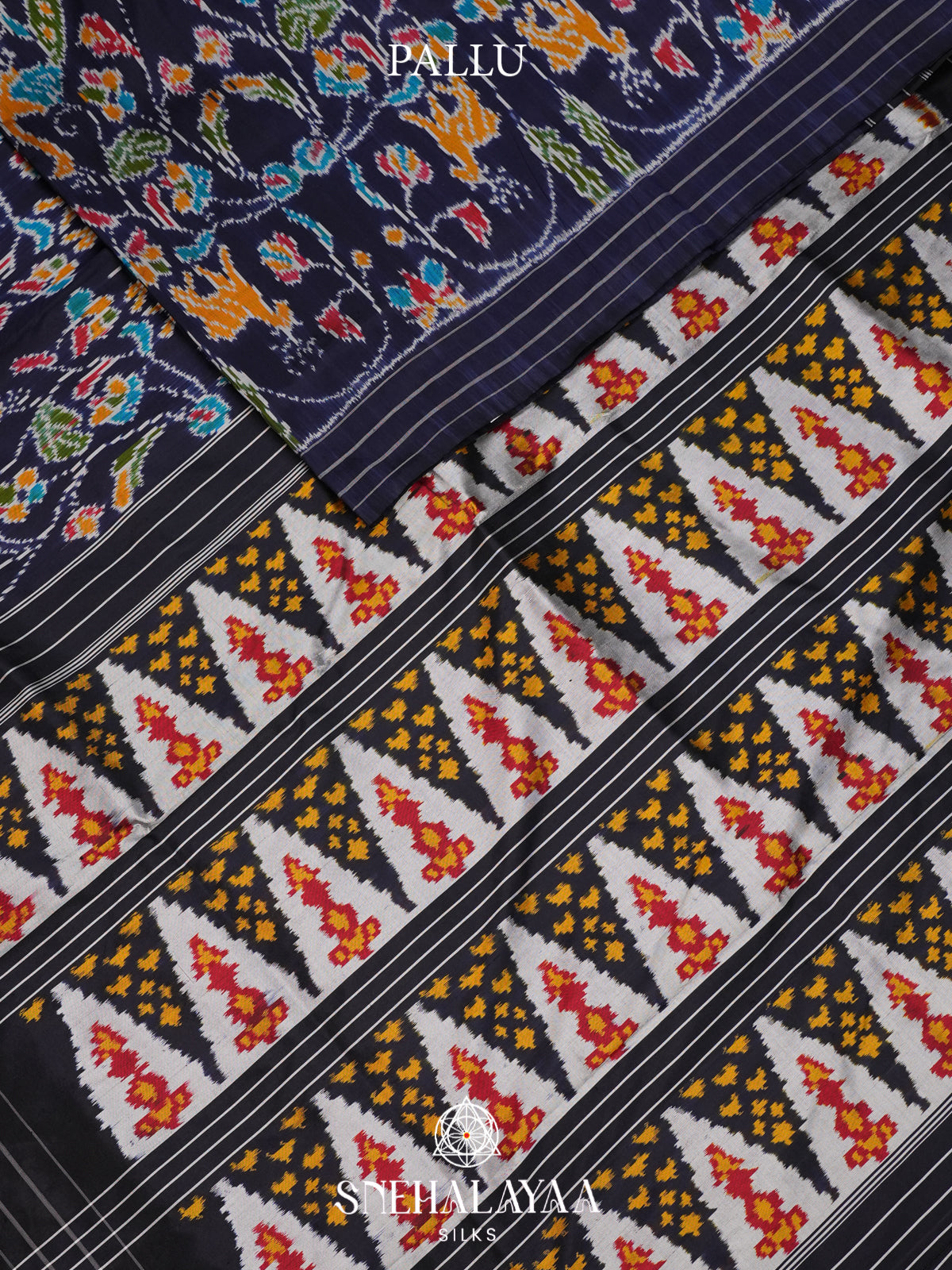 Navy Blue Pochampally Ikat Silk Saree