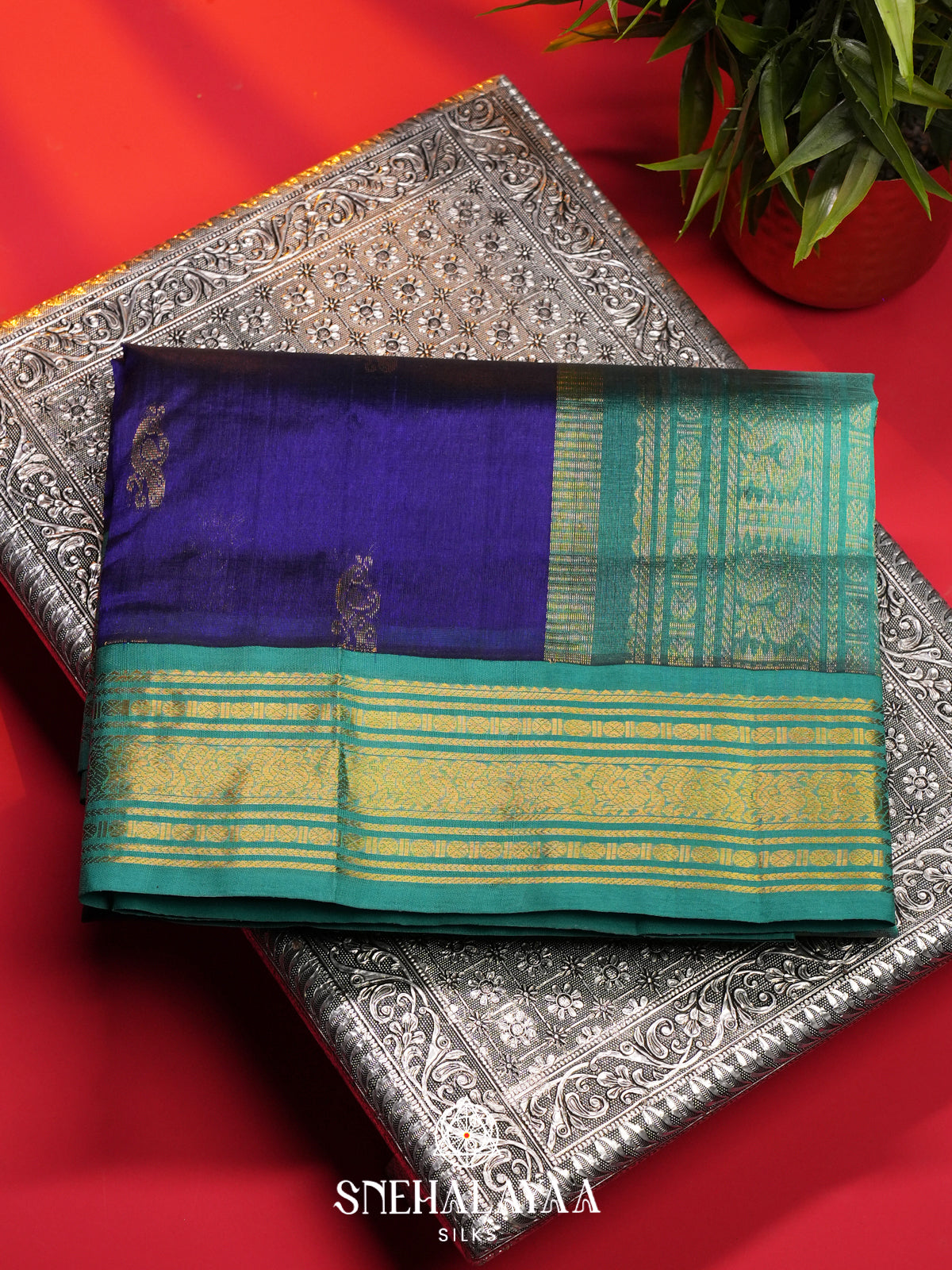Royal Blue Kanchi Silk Cotton Saree