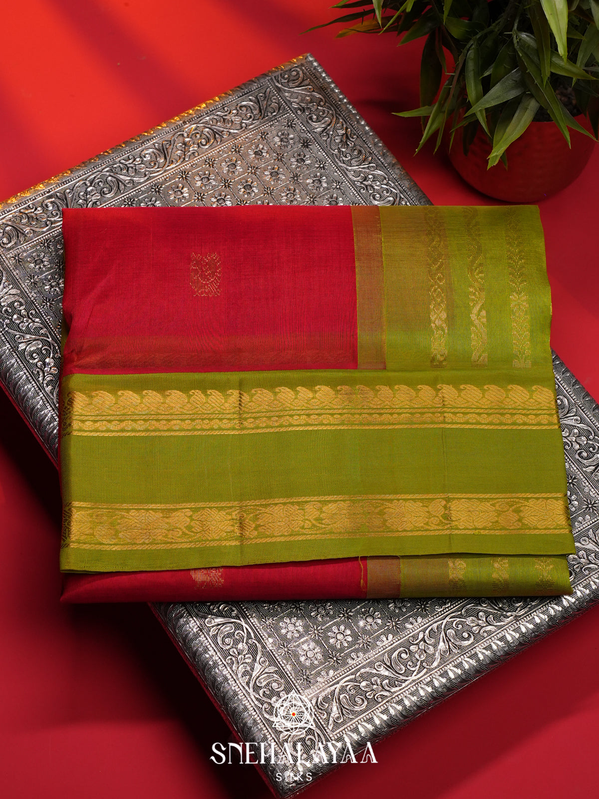 Red Kanchi Silk Cotton Saree