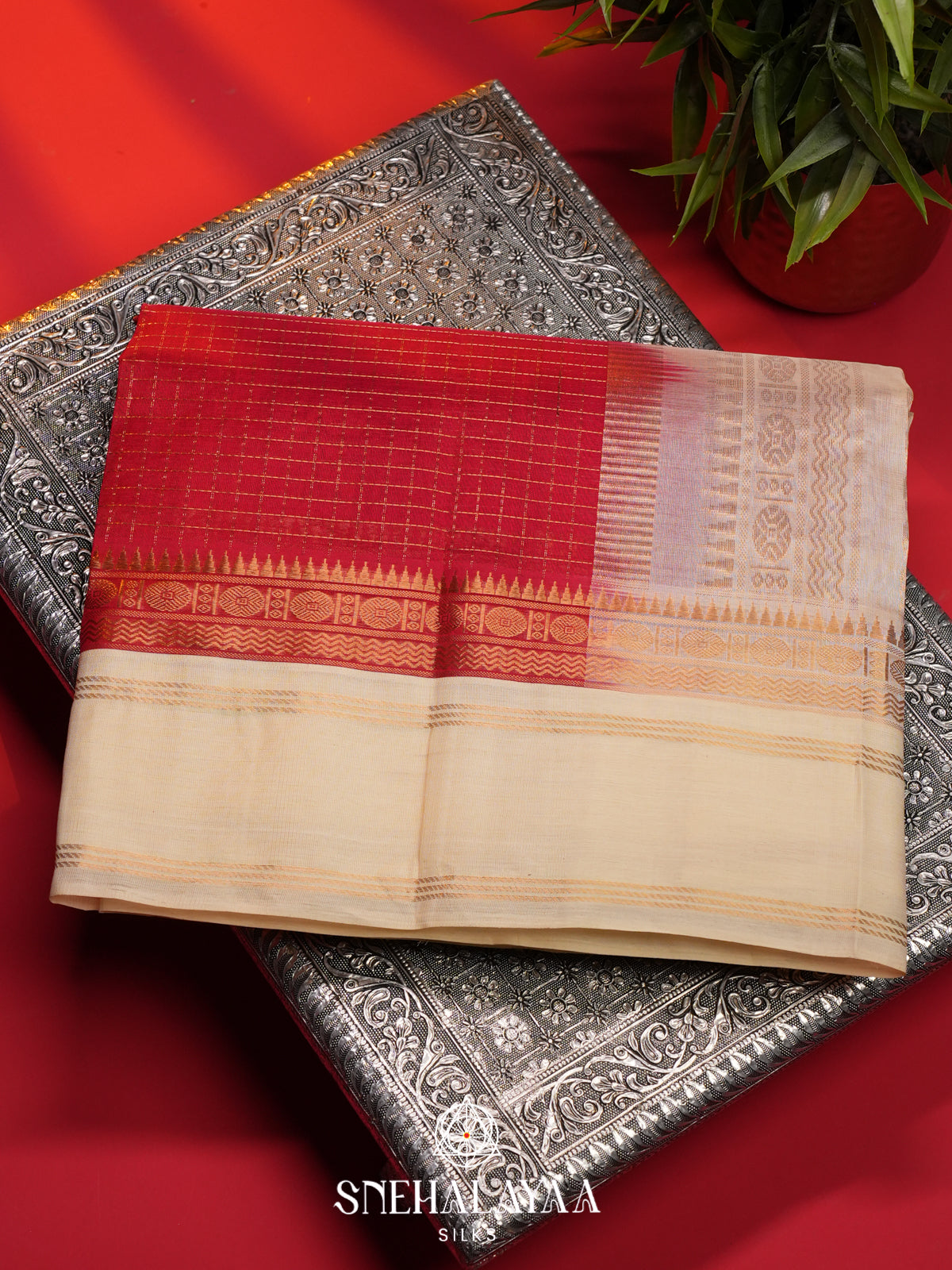 Red Kanchi Silk Cotton Saree
