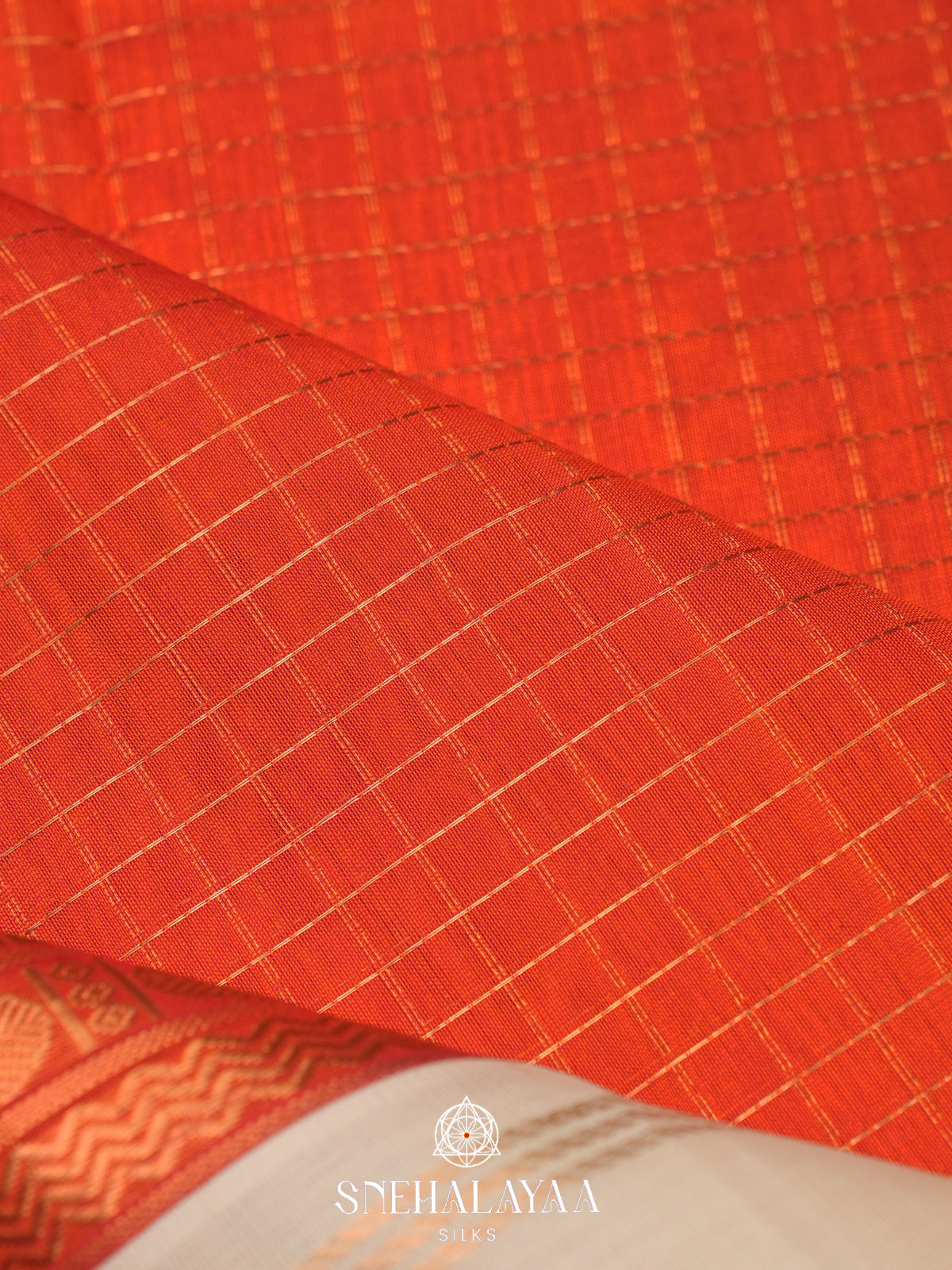 Orange Kanchi Silk Cotton Saree